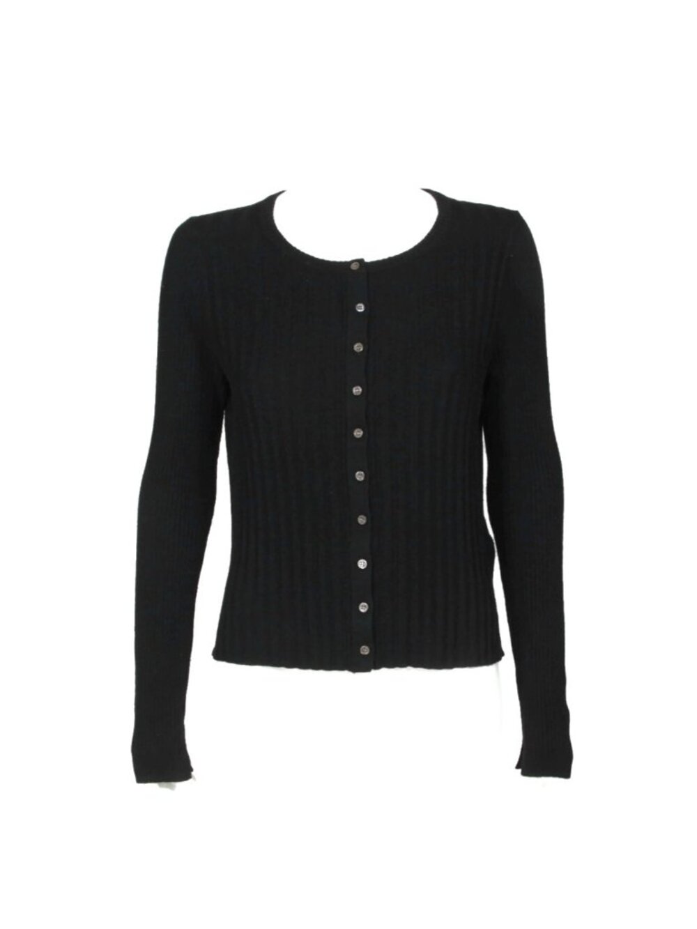 ALEX MILL Black Scoop Neck Ribbed Button Cardigan Sweater Womens size M /346
